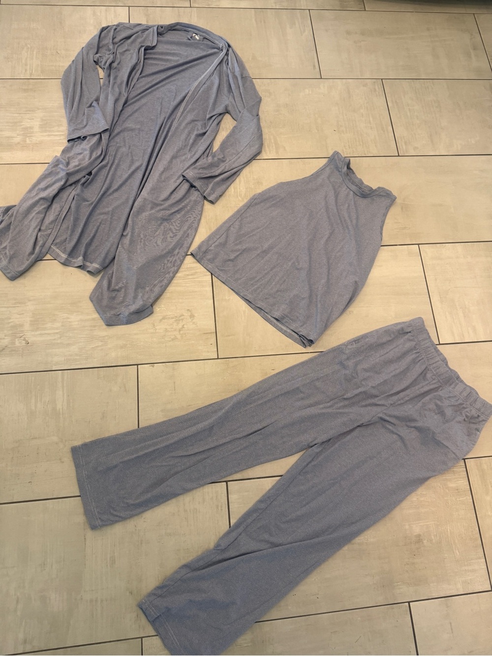 Blue striped 3 piece pajama set size S